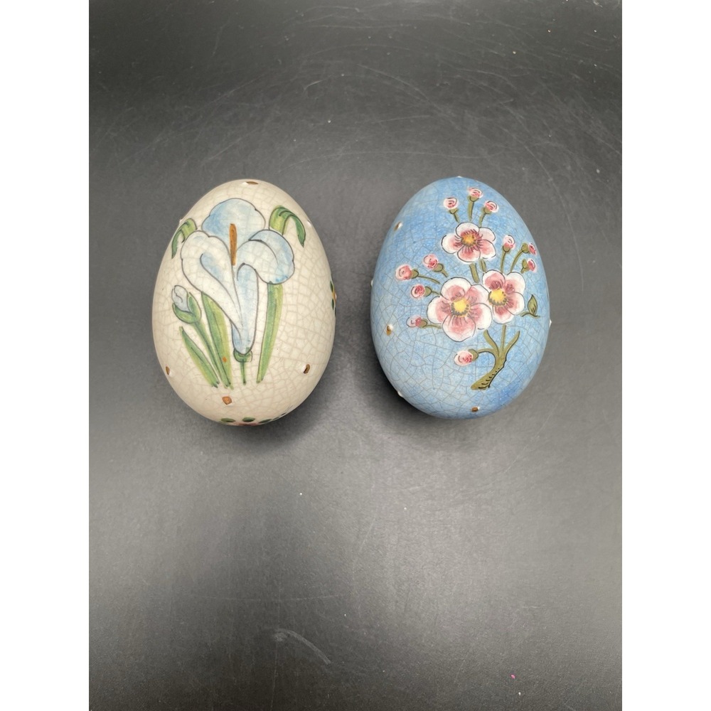 Vtg Veneto Flair Easter Eggs 1975-1976  Flowers Numbered Made In Italy